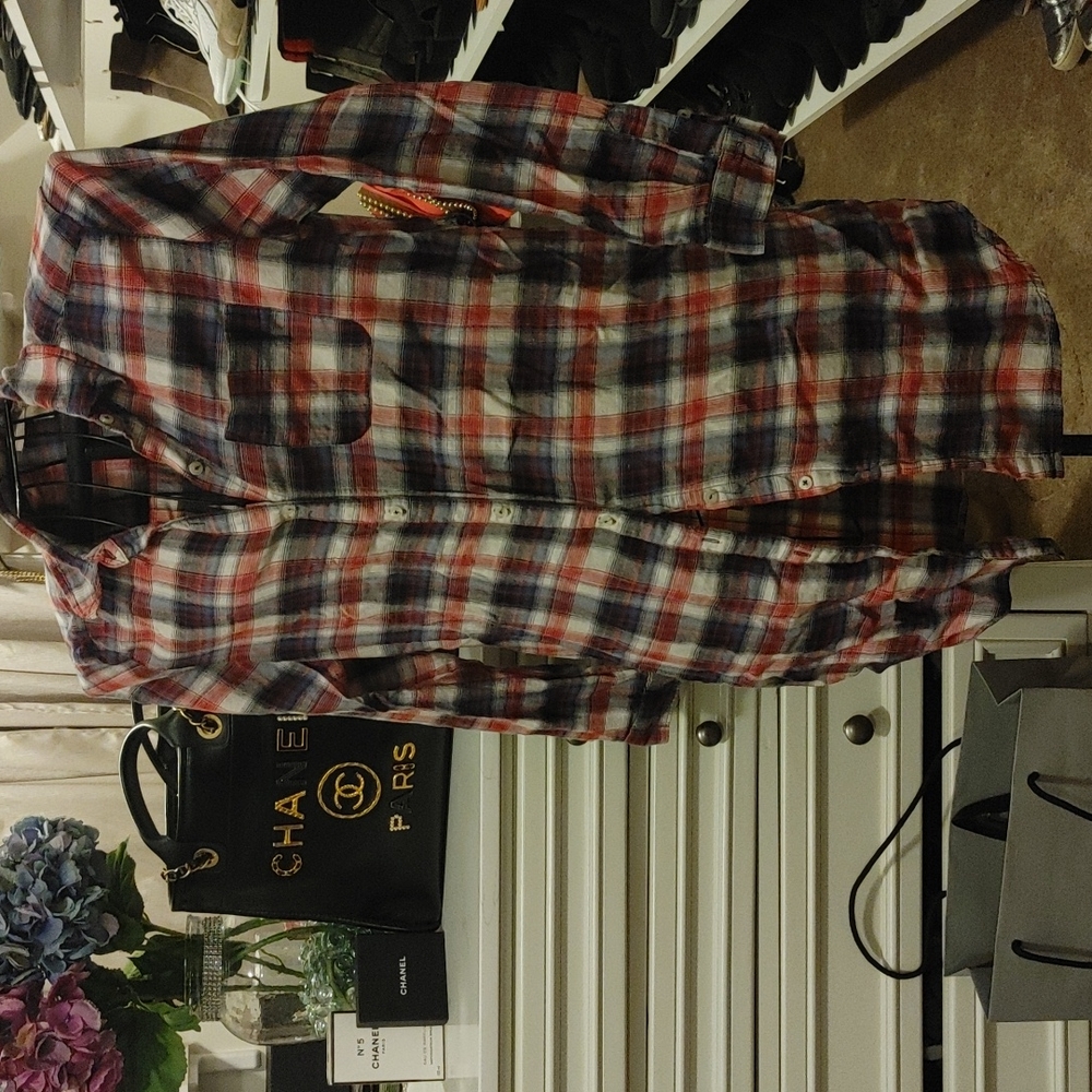 Paid button down shirt dress